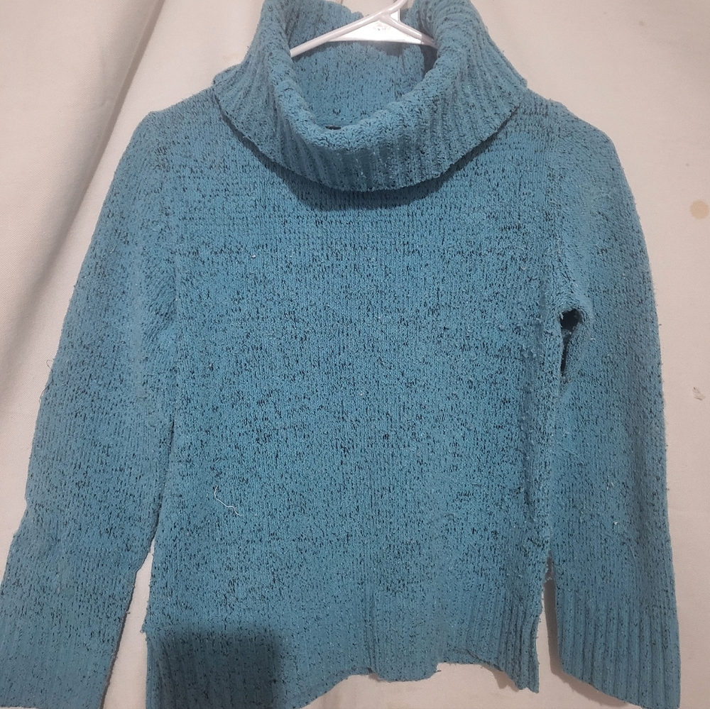 Jones New York Teal Cowl Neck Sweater